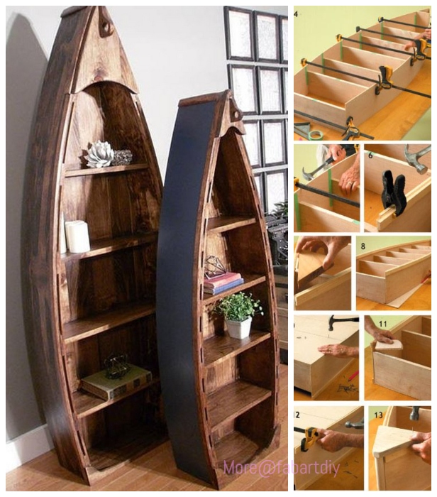 Wooden on sale boat bookshelf