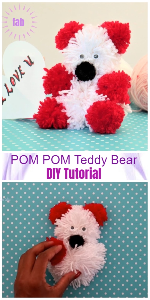 DIY Pom Pom Teddy Bear Tutorial with Wool - Video