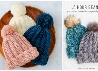 Easy 1-Hour Beanie Hat Free Crochet Pattern – All Sizes Beginner Easy 1-Hour Crochet Beanie Hat Free Crochet Pattern - All Sizes