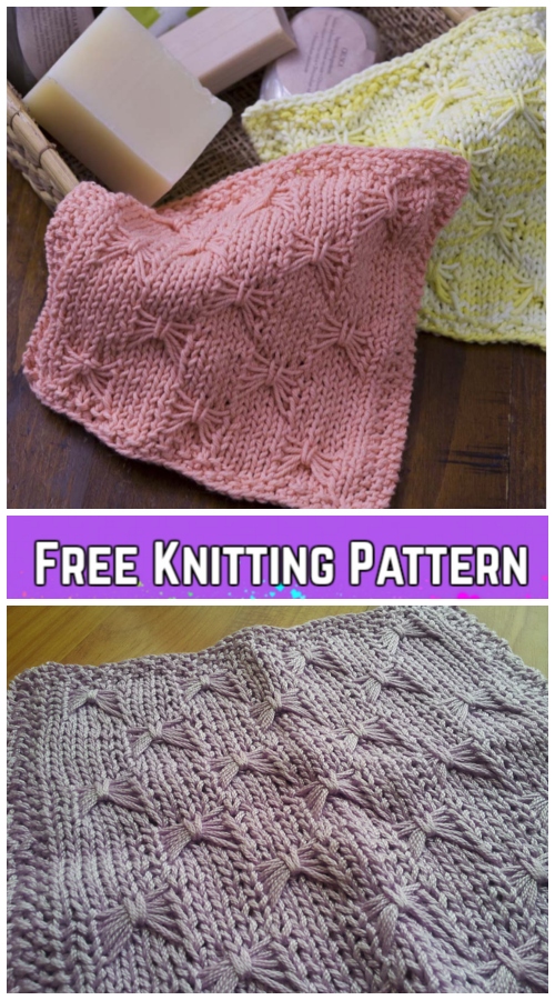 Knit Butterfly Stitch Wash Cloth Free Knitting Pattern