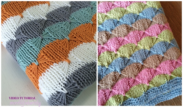 Knit Butterfly Stitch Blanket Free Knitting Pattern Video