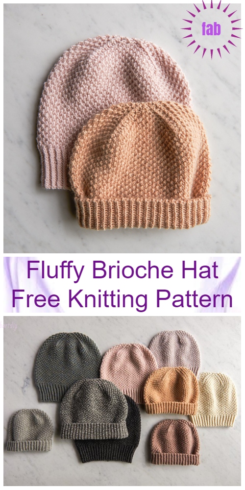 Knit Fluffy Brioche Hat Free Knitting Pattern