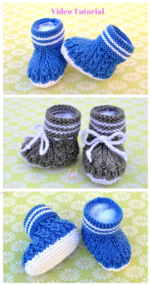 Knit Mock Cables Baby Booties Knitting Pattern - Video