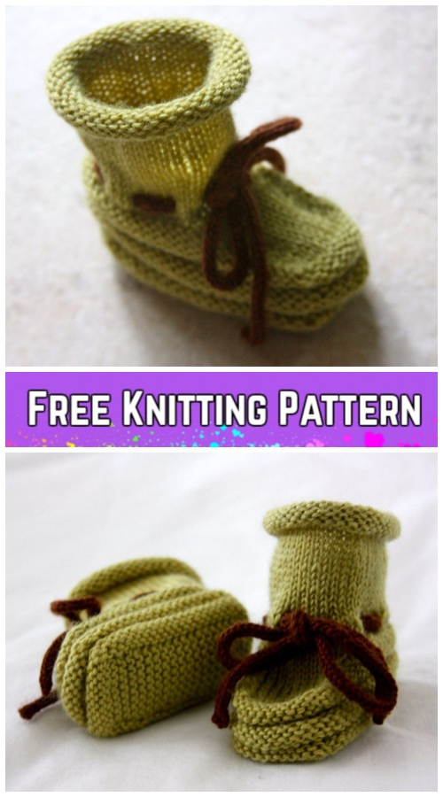 Knit Stay-on Baby Booties Free Knitting Pattern