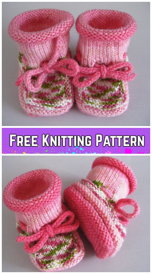 Knit Stay-on Baby Booties Free Knitting Pattern