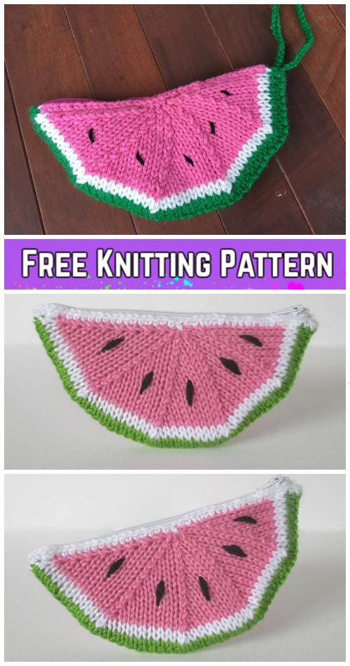 Knit Watermelon Clutch Purse Free Knitting Patterns