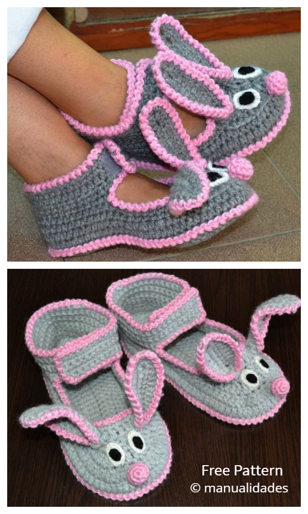 Women Bunny Slippers Free Crochet Pattern