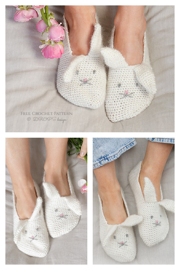 Crochet Women Bunny Slippers Free Crochet Pattern & Paid
