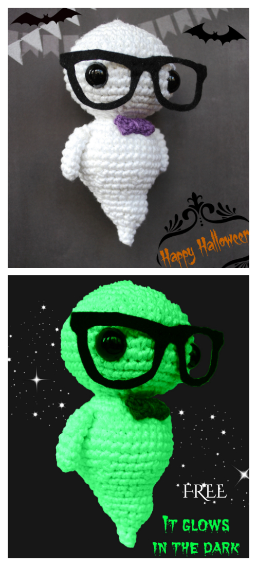 Halloween Amigurumi Hipster Ghost Free Crochet Patterns
