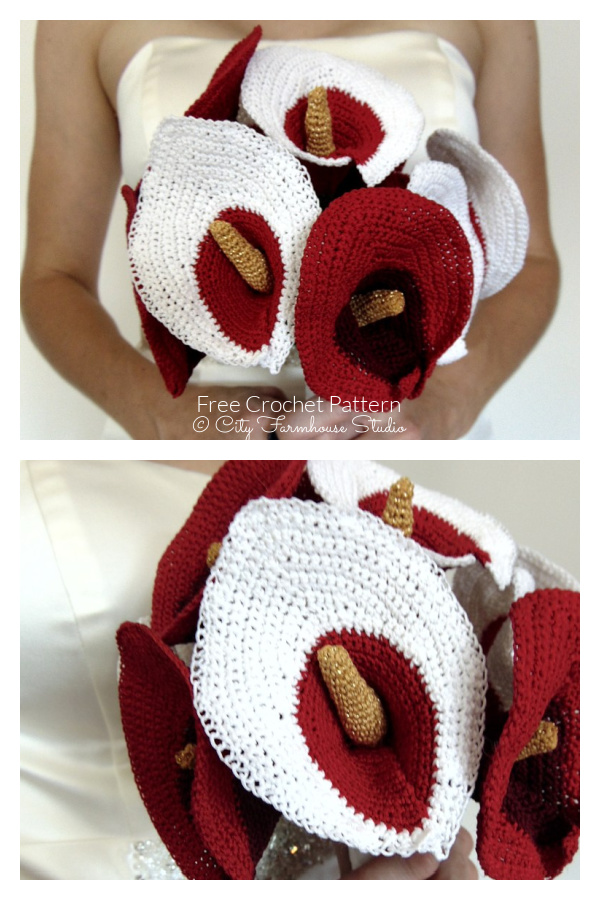 Calla Lily Flower Wedding Bouquet Free Crochet Pattern