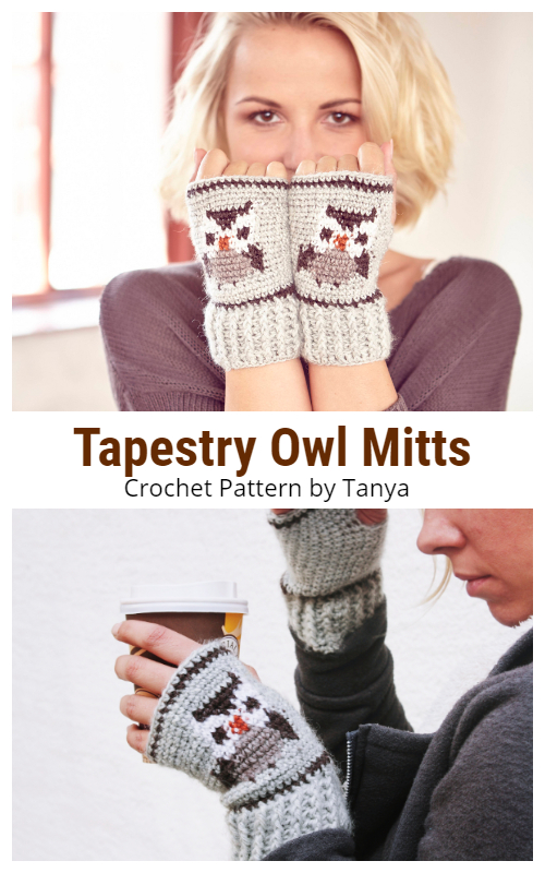 Tapestry Owl Mitts Crochet Patterns
