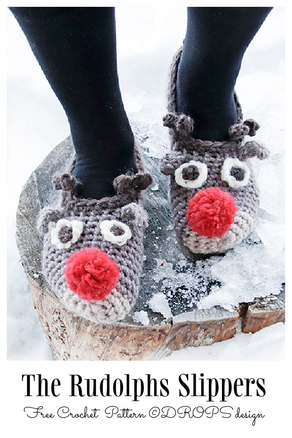 The Rudolphs Christmas Slippers Free Crochet Patterns