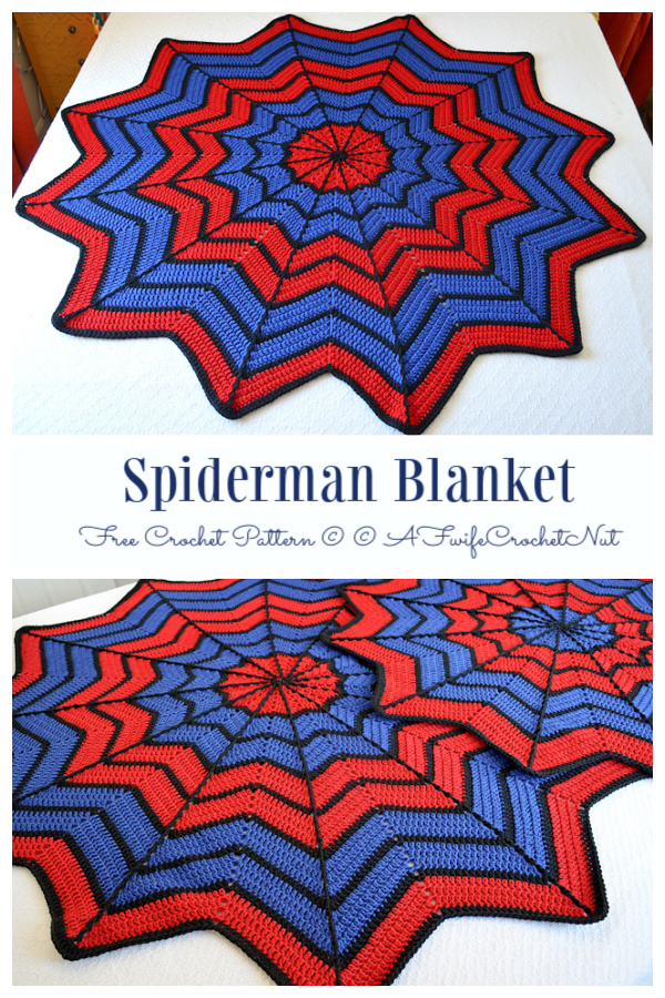 Ripple Spiderman Blanket Free Crochet Pattern