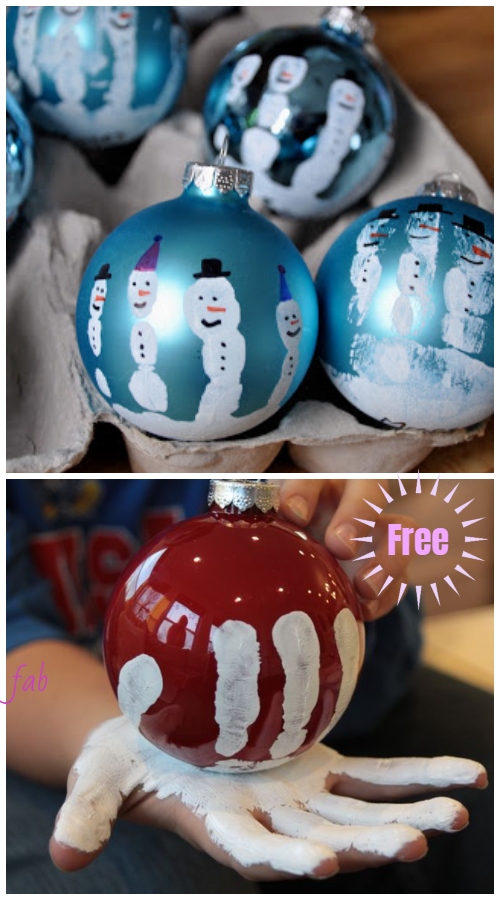 Christmas Craft: Kids Handprint Snowman Ornament DIY Tutorials