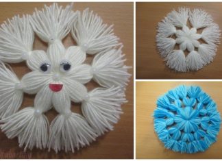 Kids Craft: Yarn Thread Snowflake DIY Tutorial – No Crochet Christmas Craft: Yarn Thread Snowflake DIY Tutorial - No Crochet