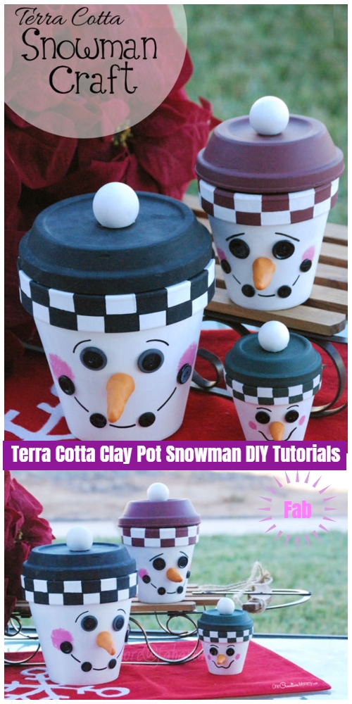 Christmas Crafts: Terra Cotta Clay Pot Snowman DIY Tutorials 