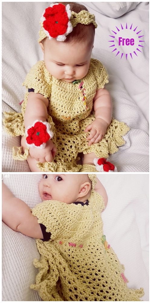 Christmas Crochet Baby Little Sweetie Dress & Headband Free Crochet Patterns