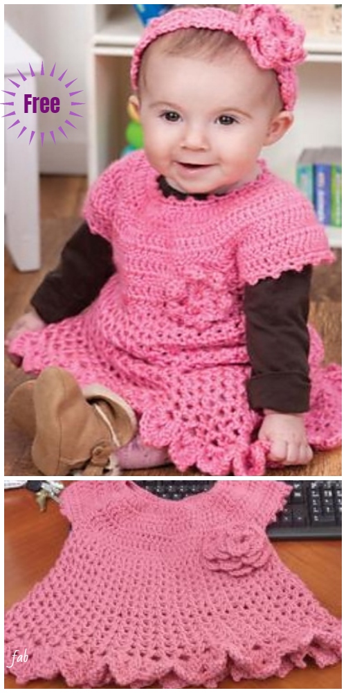 Christmas Crochet Baby Little Sweetie Dress & Headband Free Crochet Patterns