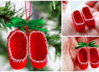 Christmas Crochet Mini Slippers Ornament Free Crochet Pattern – Video Christmas Crochet Mini Slippers Ornament Free Crochet Pattern - Video