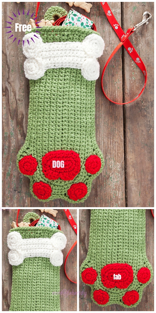 Christmas Crochet Dog Paw Stocking Free Crochet Pattern - Video tutorial