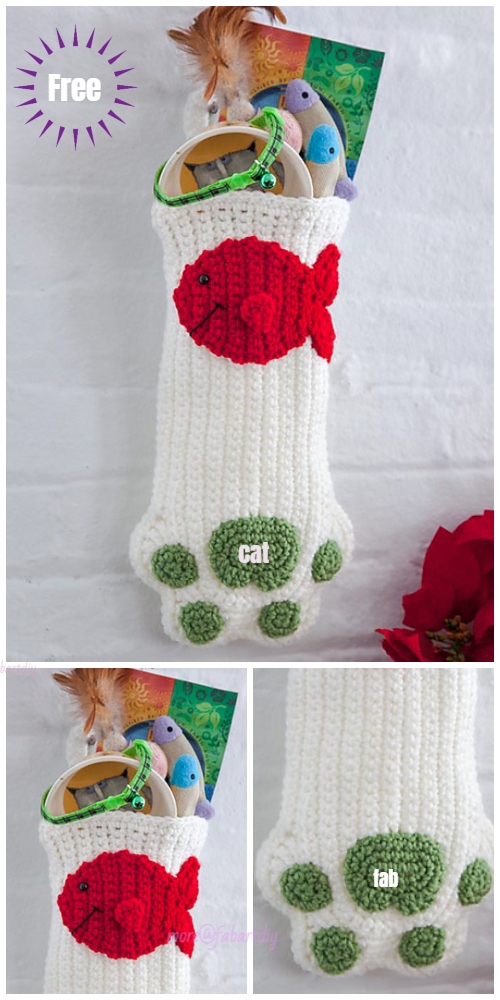 Christmas Crochet Cat Paw Stocking Free Crochet Pattern - Video tutorial