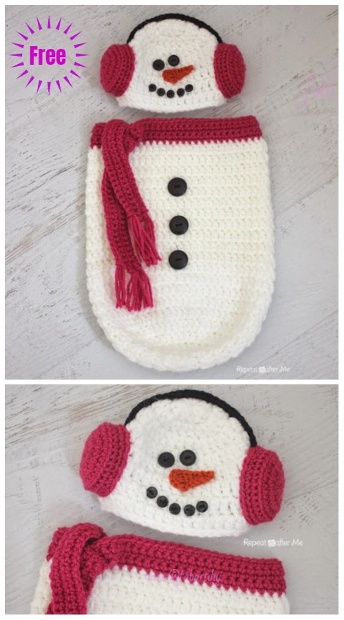 Crochet Snowman Baby Cocoon Free Crochet Pattern