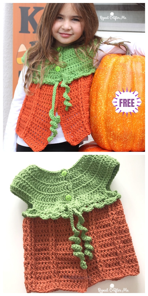 Crochet Girls Pumpkin Sweater Vest Free Crochet Pattern