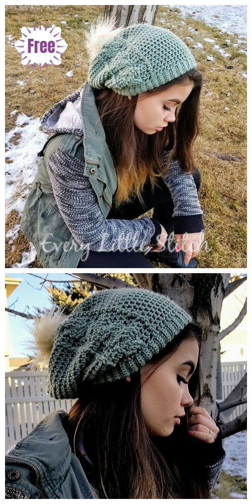 Crochet The Rora Cable Slouch Hat Free Crochet Pattern