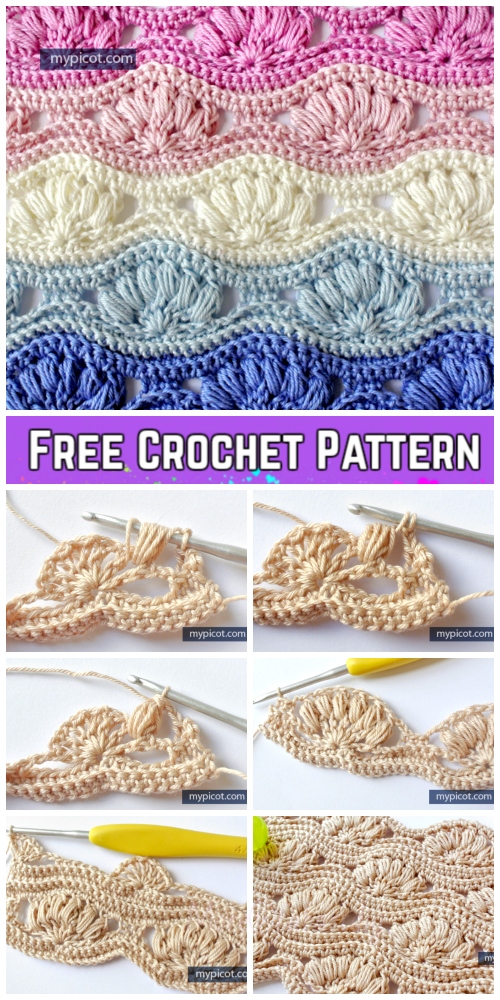 Crochet Wave Puff Shell Stitch Free Crochet Pattern