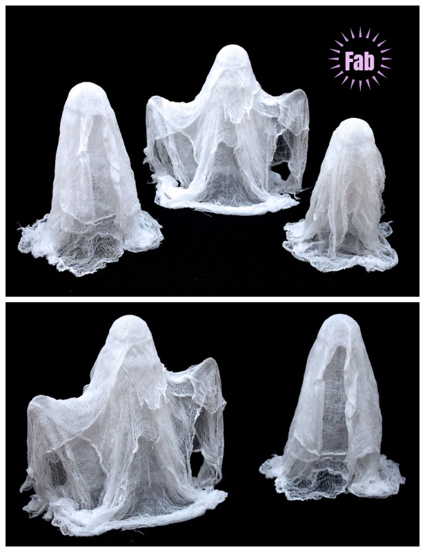 Easy Floating Cheesecloth Ghost DIY Tutorial for Halloween Decor 