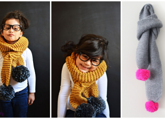 Easy Knit Garter Stitch Pom Pom Scarf Free Knitting Patterns Easy Knit Garter Stitch Pom Pom Scarf Free Knitting Patterns