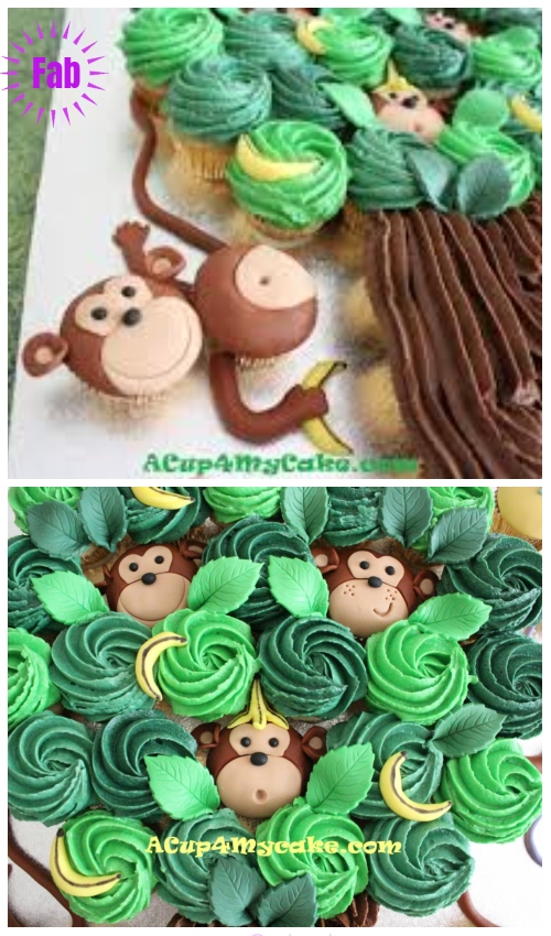 Fun Pull Apart Monkey Cupcake Cake DIY Tutorial