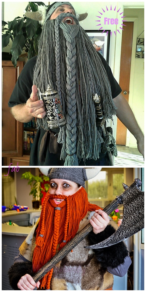 Cosmic Link dække over Halloween Crochet Dwarven Viking Beard Free Crochet Pattern