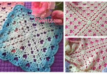 Hearts Square Lace Blanket Free Crochet Pattern + Video Crochet Hearts Square Lace Blanket Free Crochet Pattern + Video