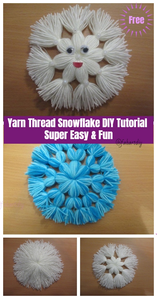 Kids Craft: Yarn Thread Snowflake DIY Tutorial - No Crochet