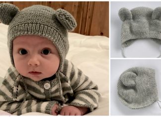 Knit Bearly Bear Bonnet Hat Free Knitting Pattern Knit Bearly Bear Bonnet Hat Free Knitting Pattern