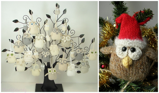 Christmas Knit Owl Ornaments Free Knitting Patterns