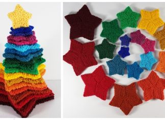 Knit Rainbow Stacking Stars Christmas Tree Free Knitting Pattern Knit Rainbow Stacking Stars Christmas Tree Free Knitting Pattern