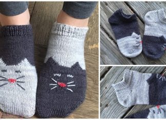Knit Ying Yang Kitty Cat Ankle Sock Free Knitting Pattern Knit Ying Yang Kitty Cat Ankle Sock Free Knitting Pattern
