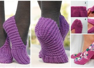 Stockinette Stitch Knit Lilac Slippers Free Knitting Patterns Stockinette Stitch Knit Lilac Slippers Free Knitting Patterns