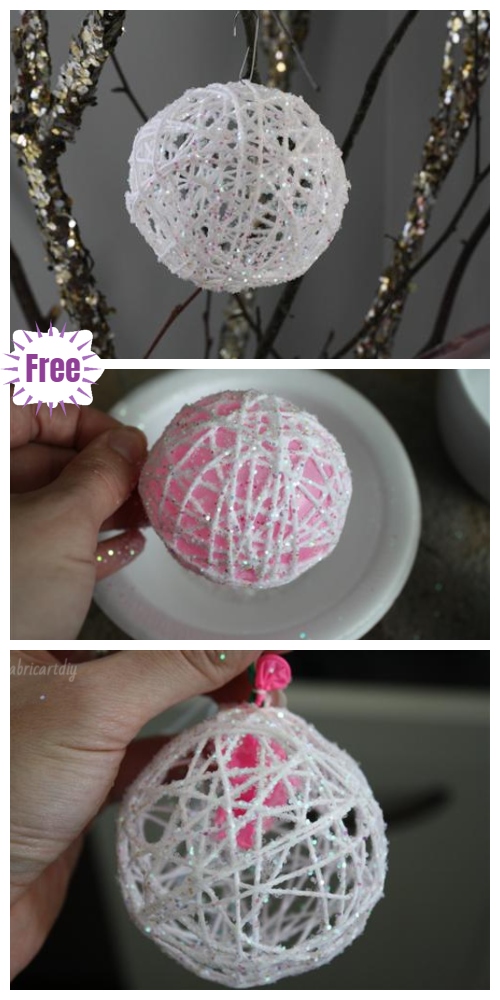 DIY  Glittery Snowball Tutorial Out of Thread Yarn