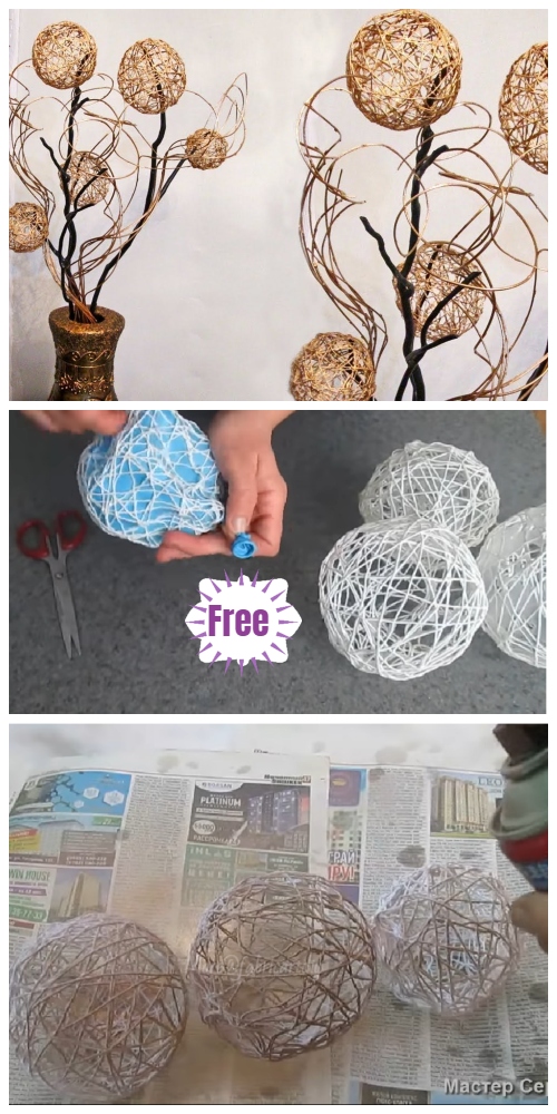 Thread Yarn Ball Home Decor DIY Tutorial - Video