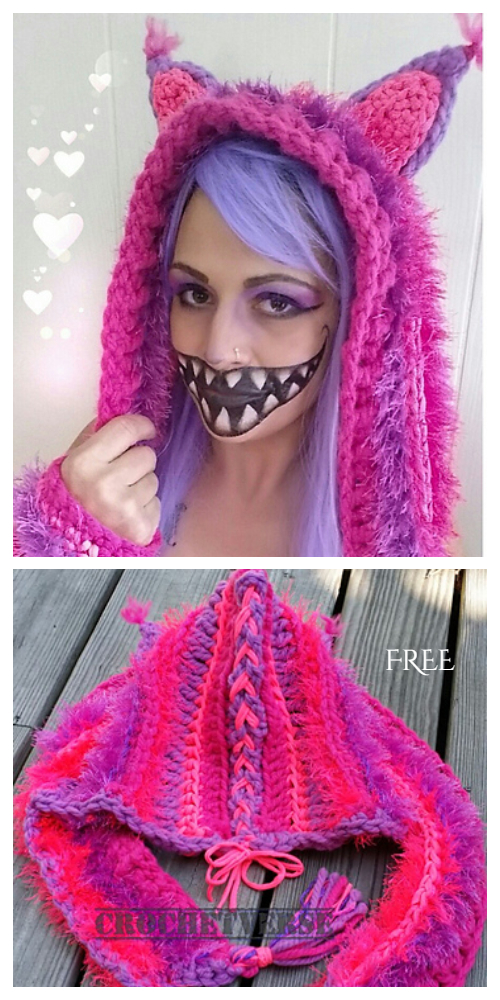 Crochet Cheshire Cat Hoodie Scoodie Free Crochet Pattern