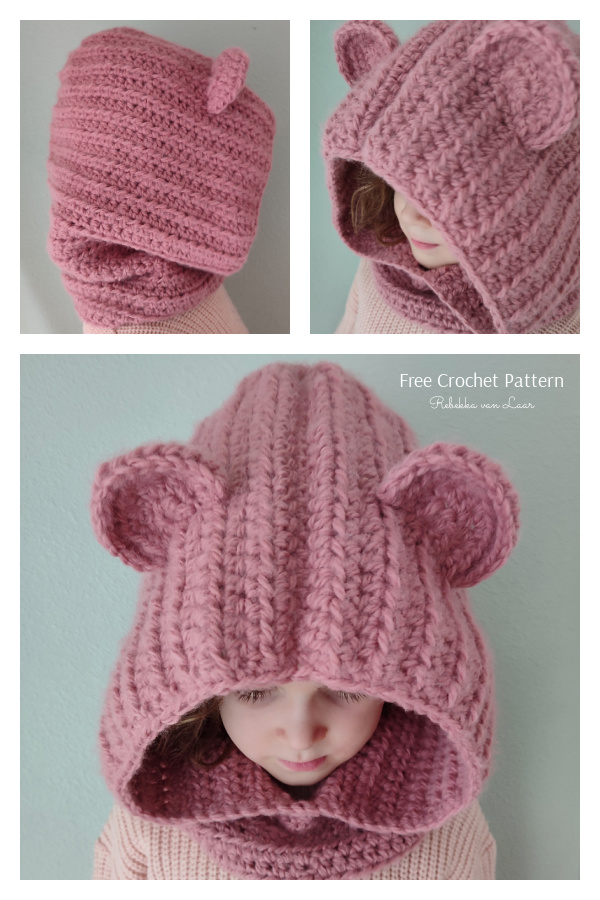 Bear Hood Cowl Free Crochet Patterns