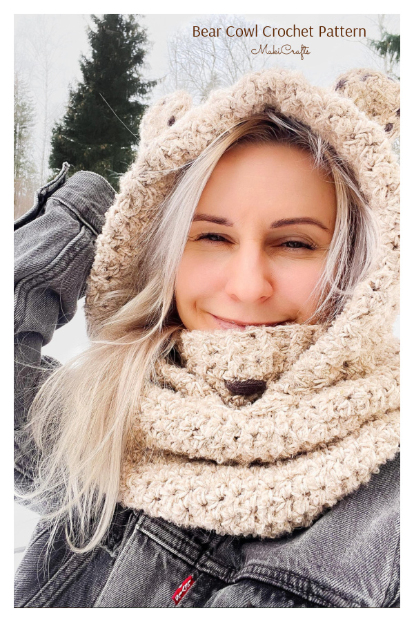 Women's Hooded Bear Cowl Crochet Pattern