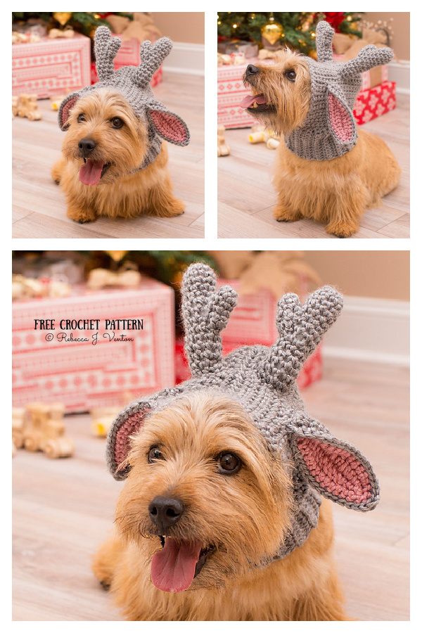 Christmas Doggie Deer Snood Free Crochet Pattern