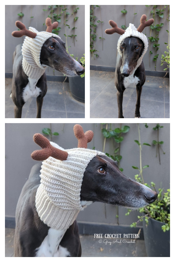 Reindeer Greyhound Snood Free Crochet Pattern