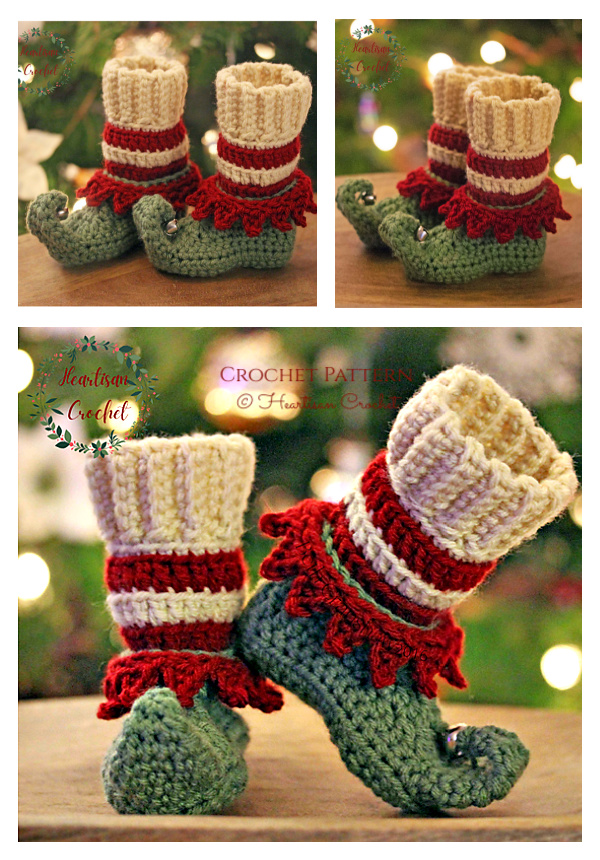 Christmas Just Elfin' Around Shoes Crochet Pattern 