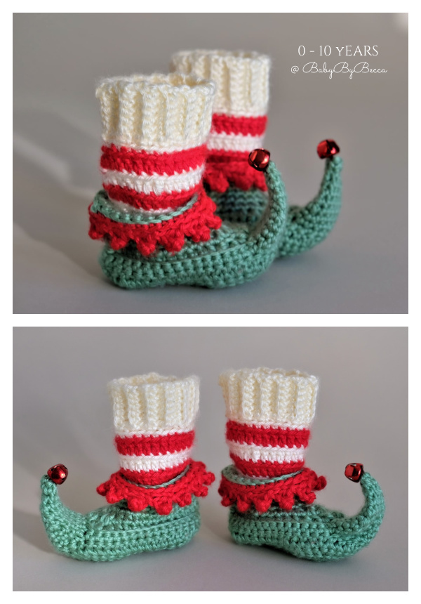 Christmas Elf Shoes, Fantasy Elf Booties Crochet Pattern 