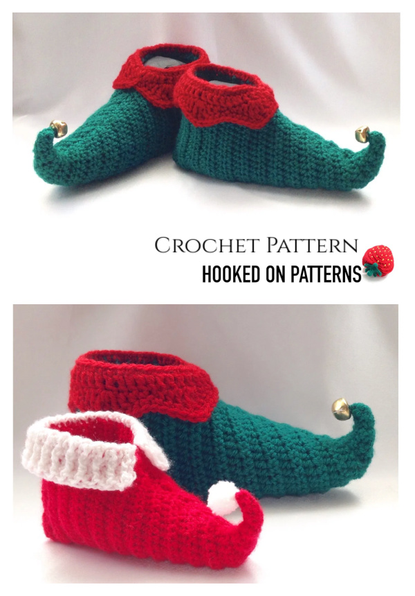 Christmas Curly Toes Elf Slippers Crochet Pattern